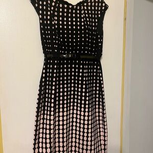 Elegant Black and Pink Polka Dot Dress